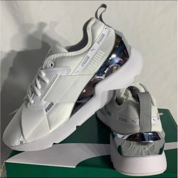 Puma Muse X-2 Metallic Silver White Sneakers Womans 6 / 6.5 New With Box - Picture 5 of 5